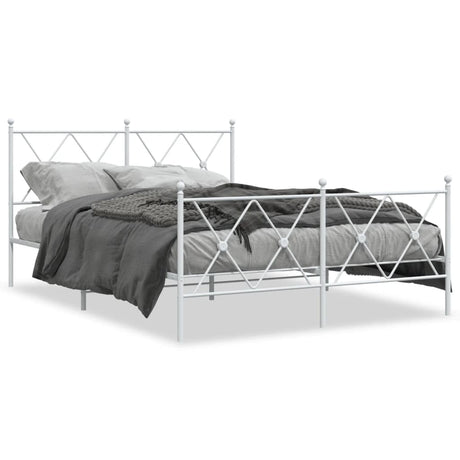 Vidaxl bedframe met hoofd- en voeteneinde metaal wit 140x200 cm