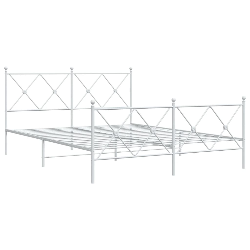 Vidaxl bedframe met hoofd- en voeteneinde metaal wit 150x200 cm
