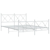 Vidaxl bedframe met hoofd- en voeteneinde metaal wit 150x200 cm