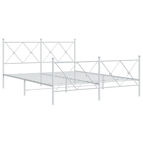 Vidaxl bedframe met hoofd- en voeteneinde metaal wit 150x200 cm