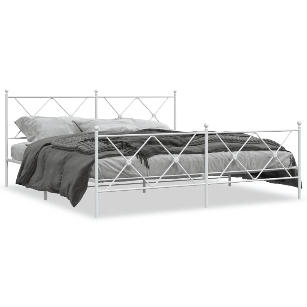 Vidaxl bedframe met hoofd- en voeteneinde metaal wit 183x213 cm