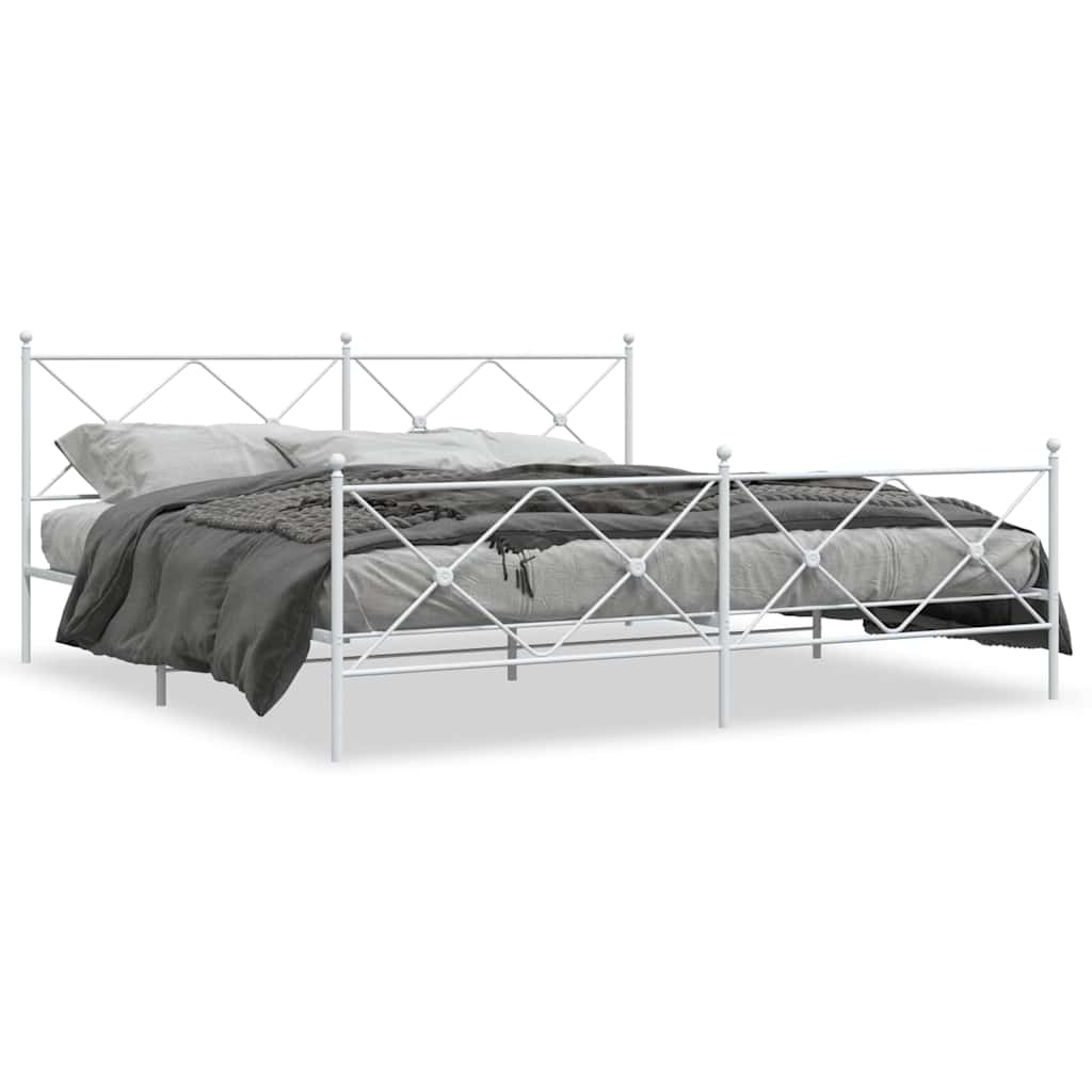 Vidaxl bedframe met hoofd- en voeteneinde metaal wit 200x200 cm