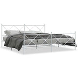 Vidaxl bedframe met hoofd- en voeteneinde metaal wit 200x200 cm