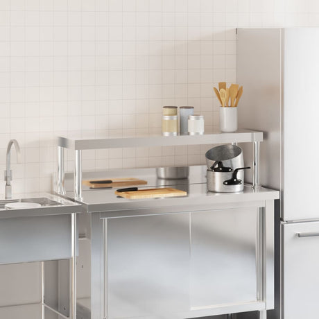 Vidaxl verhoging voor werktafel 110x30x35 cm roestvrij staal