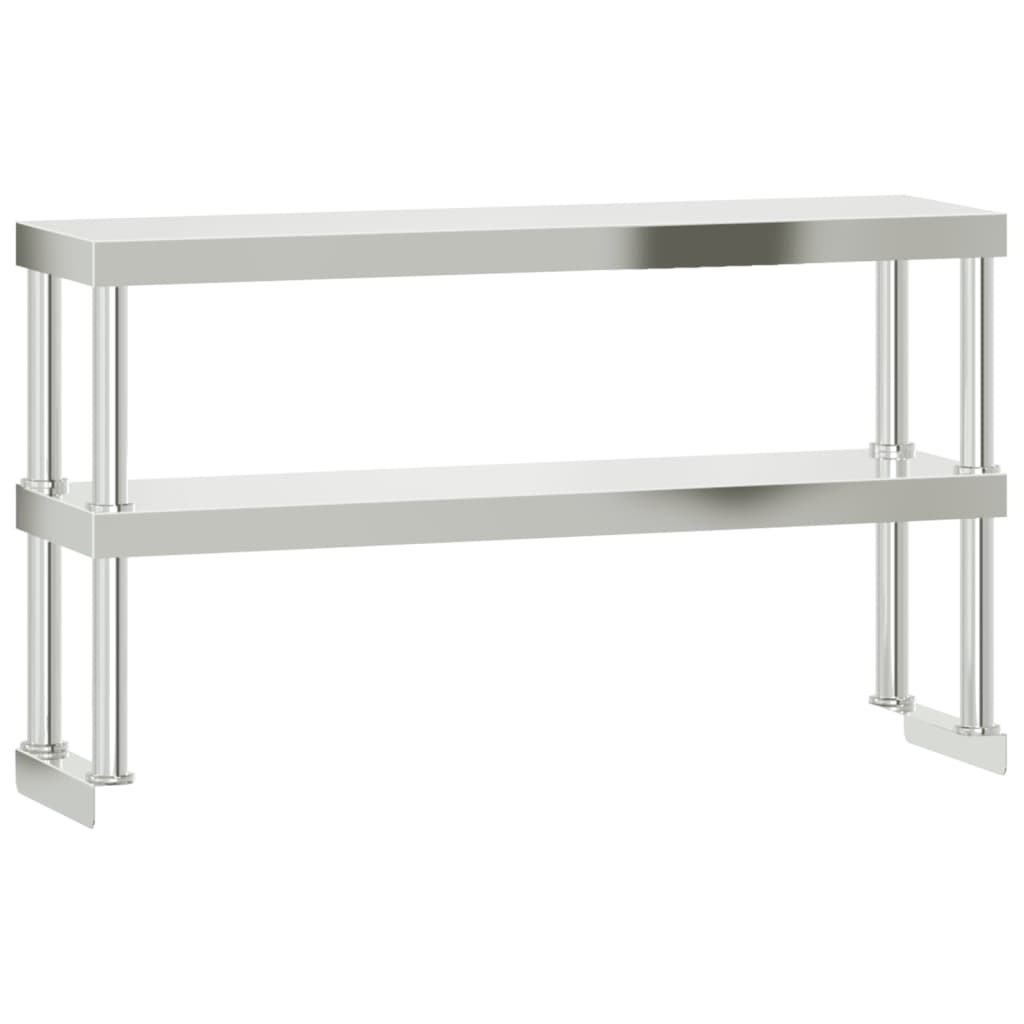 Vidaxl verhoging voor werktafel 2-laags 110x30x65 cm roestvrij staal