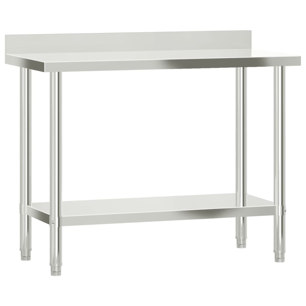 Vidaxl Kitchenwork table with splash screen 110x55x93 cm Stainless steel