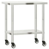 VidaXL Kitchenwork table with wheels 82.5x55x85 cm stainless steel