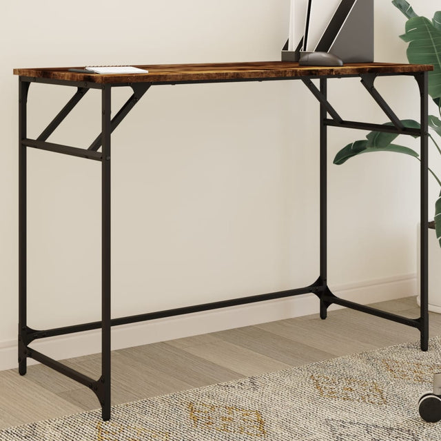 Vidaxl bureau 100x45x76 cm hout en gepoedercoat staal gerookt eiken