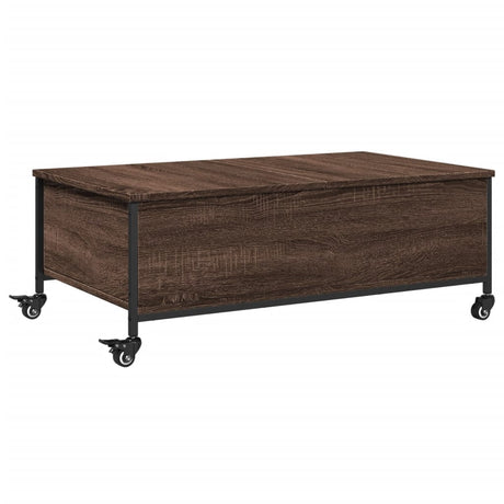 Vidaxl salontafel met wielen 91x55x34 cm bewerkt hout bruin eikenkleur