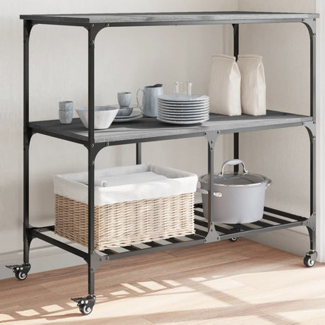 Vidaxl keukentrolley 100x50x95 cm bewerkt hout grijs sonoma eikenkleur