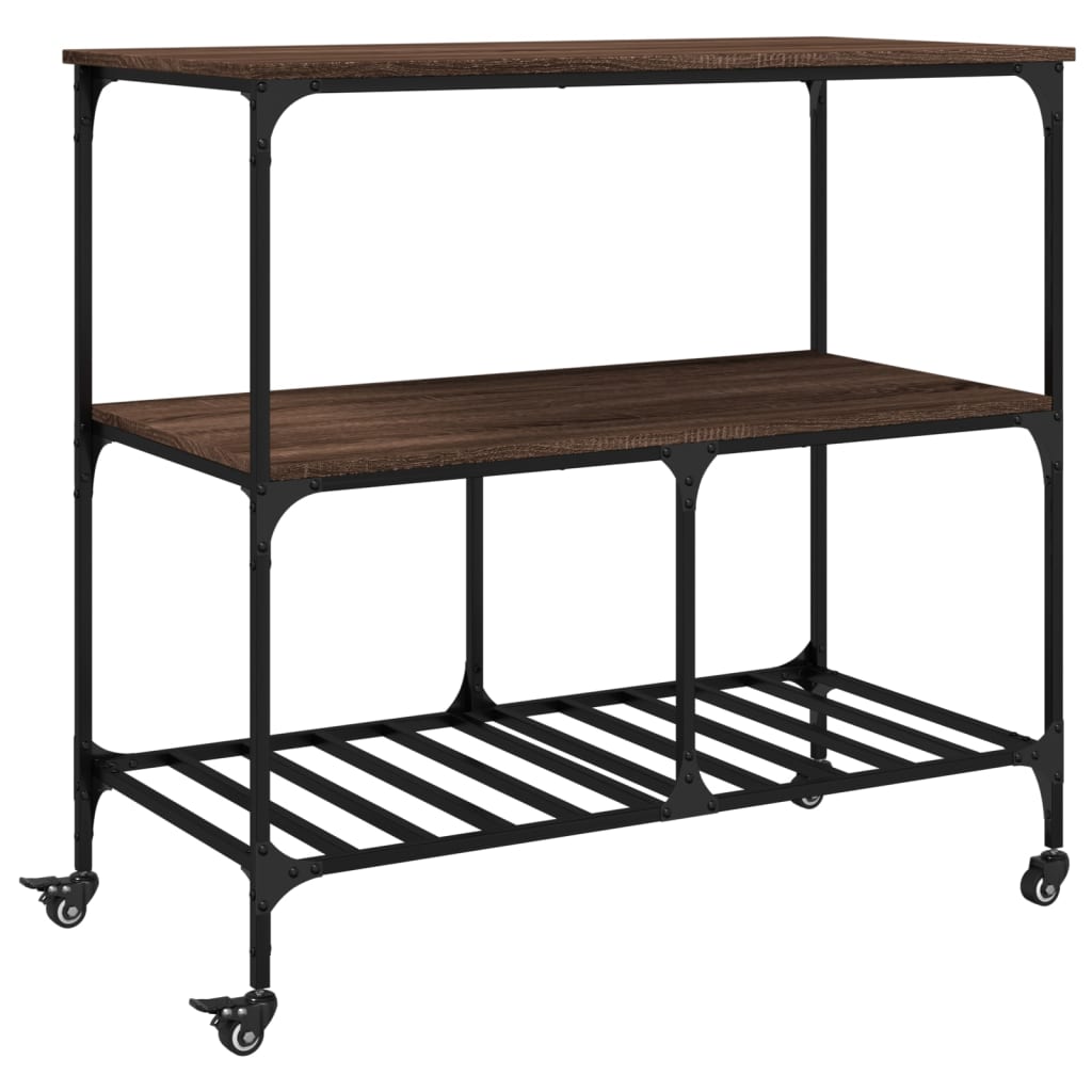 Vidaxl keukentrolley 100x50x95 cm bewerkt hout bruin eikenkleurig