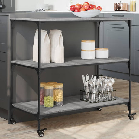 Vidaxl keukentrolley 102x50x95 cm bewerkt hout grijs sonoma eiken