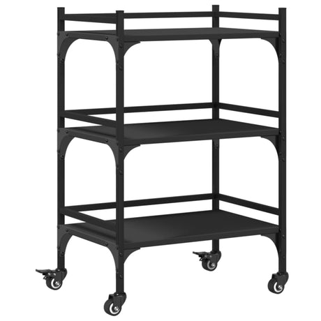Vidaxl keukentrolley 50x35x75,5 cm bewerkt hout zwart