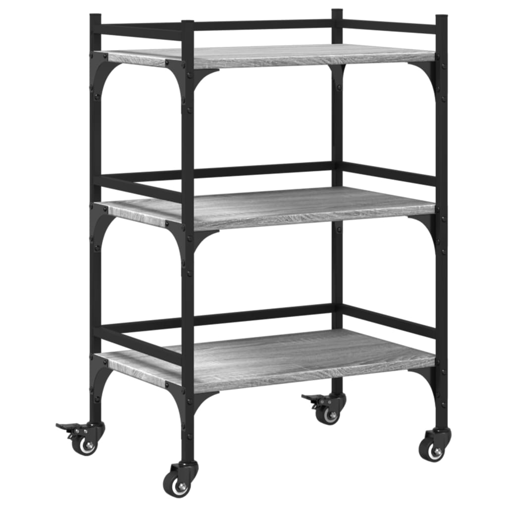 Vidaxl keukentrolley 50x35x75,5cm bewerkt hout grijs sonoma eikenkleur