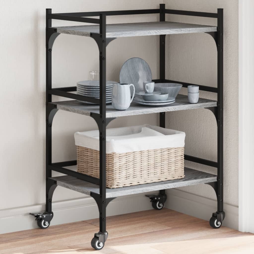 Vidaxl keukentrolley 50x35x75,5cm bewerkt hout grijs sonoma eikenkleur