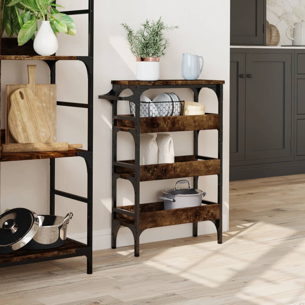 Vidaxl keukentrolley 53x20x76 cm bewerkt hout gerookt eikenkleurig