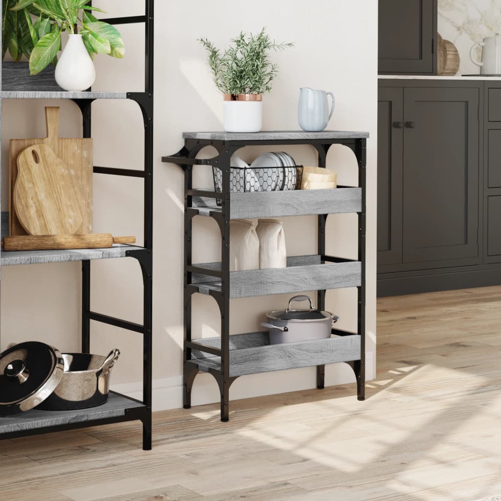 Vidaxl keukentrolley 53x20x76 cm bewerkt hout grijs sonoma eiken