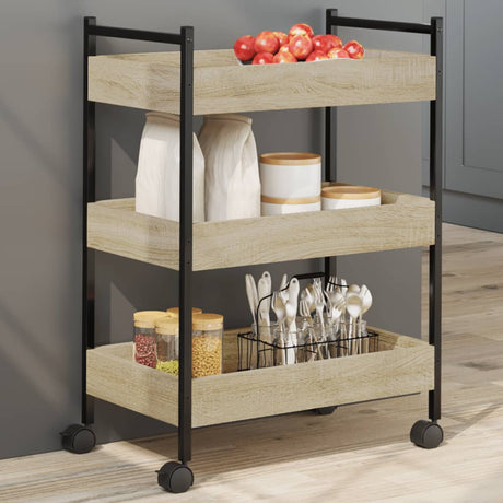 Vidaxl keukentrolley 50x30x70 cm bewerkt hout sonoma eikenkleurig