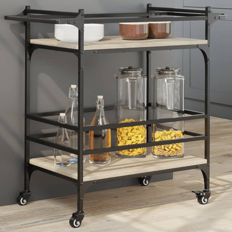 Vidaxl keukentrolley 82x40x78,5 cm bewerkt hout sonoma eikenkleurig