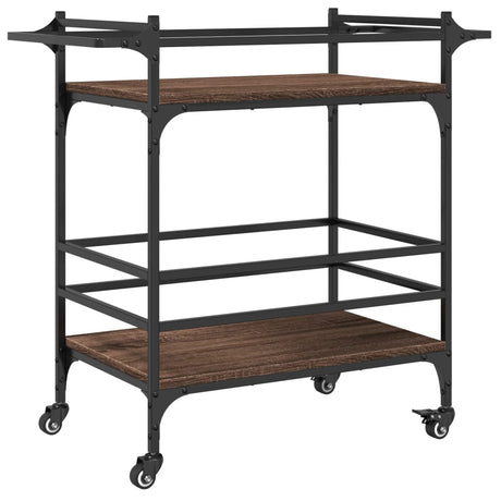 Vidaxl keukentrolley 82x40x78,5 cm bewerkt hout bruin eikenkleurig