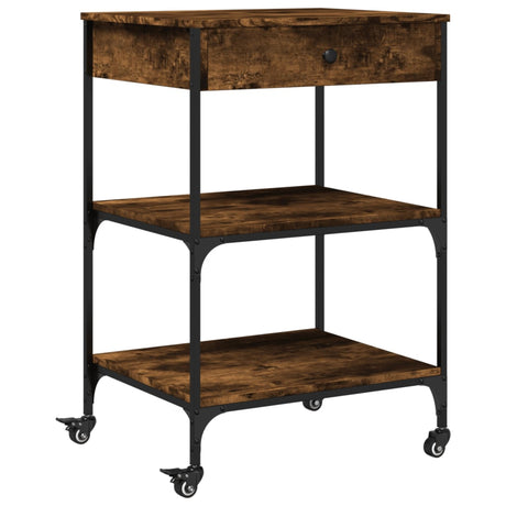 Vidaxl keukentrolley 60x48x89,5 cm bewerkt hout gerookt eikenkleurig