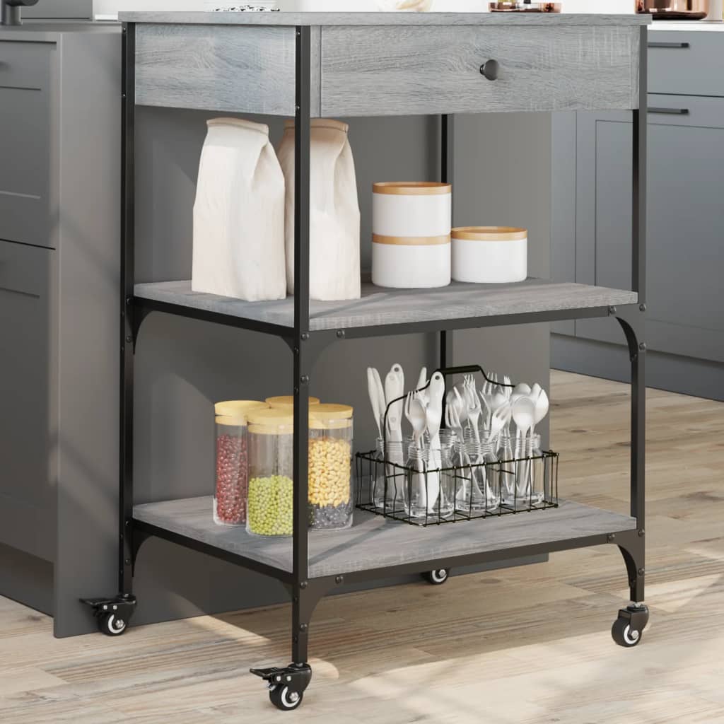 Vidaxl keukentrolley 60x48x89,5 cm bewerkt hout grijs sonoma eiken