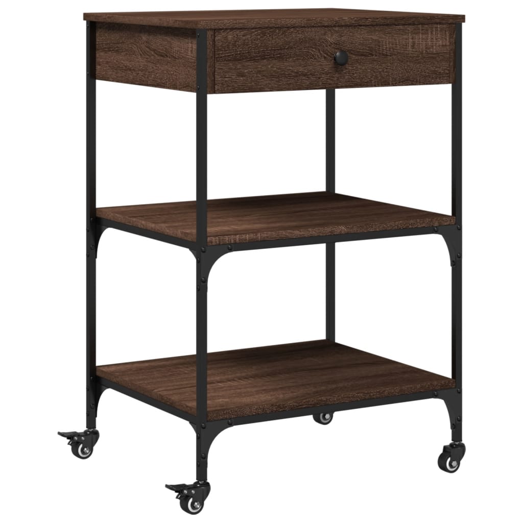 Vidaxl keukentrolley 60x48x89,5 cm bewerkt hout bruin eikenkleurig