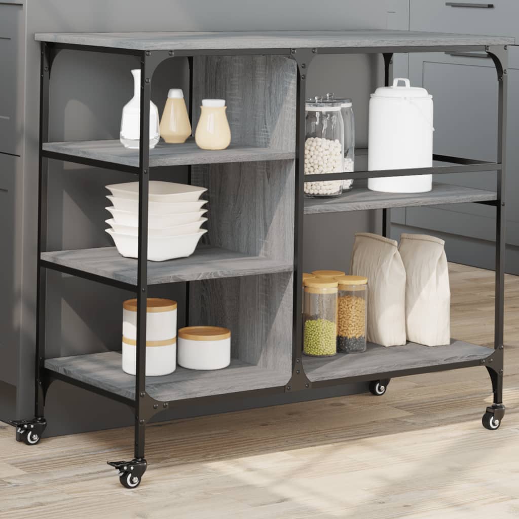 Vidaxl keukentrolley 100x45x89,5 cm bewerkt hout grijs sonoma eiken