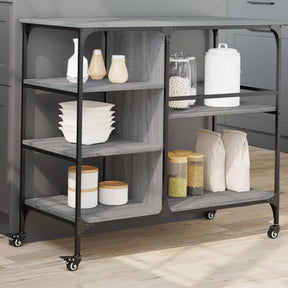 Vidaxl keukentrolley 100x45x89,5 cm bewerkt hout grijs sonoma eiken