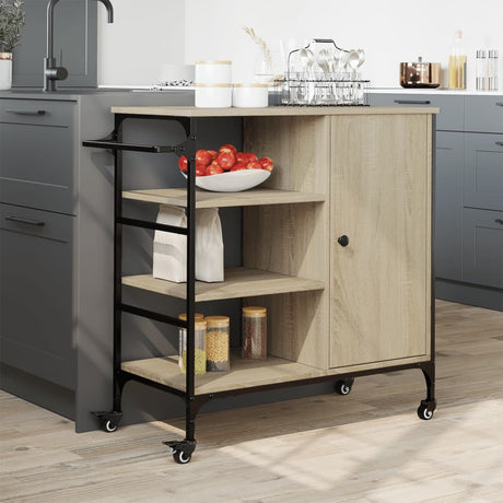 Vidaxl keukentrolley 87,5x38,5x84,5 cm bewerkt hout sonoma eikenkleur