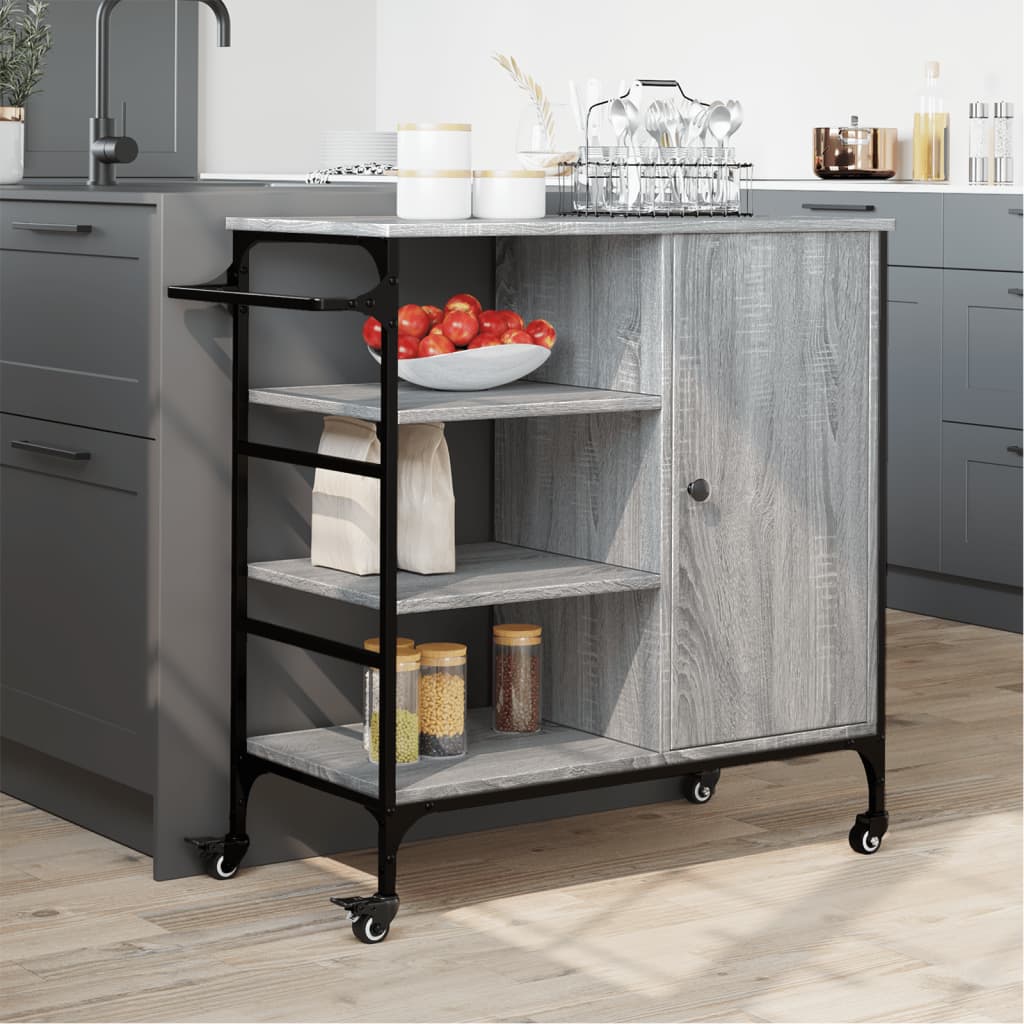 Vidaxl keukentrolley 87,5x38,5x84,5 cm bewerkt hout grijs sonoma eiken