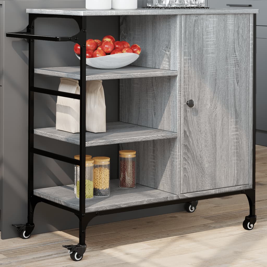 Vidaxl keukentrolley 87,5x38,5x84,5 cm bewerkt hout grijs sonoma eiken