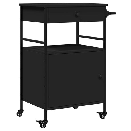Vidaxl keukentrolley 56x43x89,5 cm bewerkt hout zwart