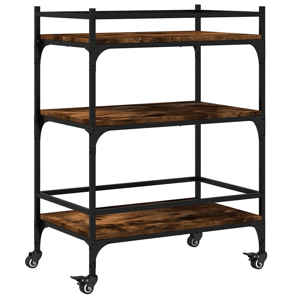 Vidaxl keukentrolley 65x40x86,5 cm bewerkt hout gerookt eikenkleurig