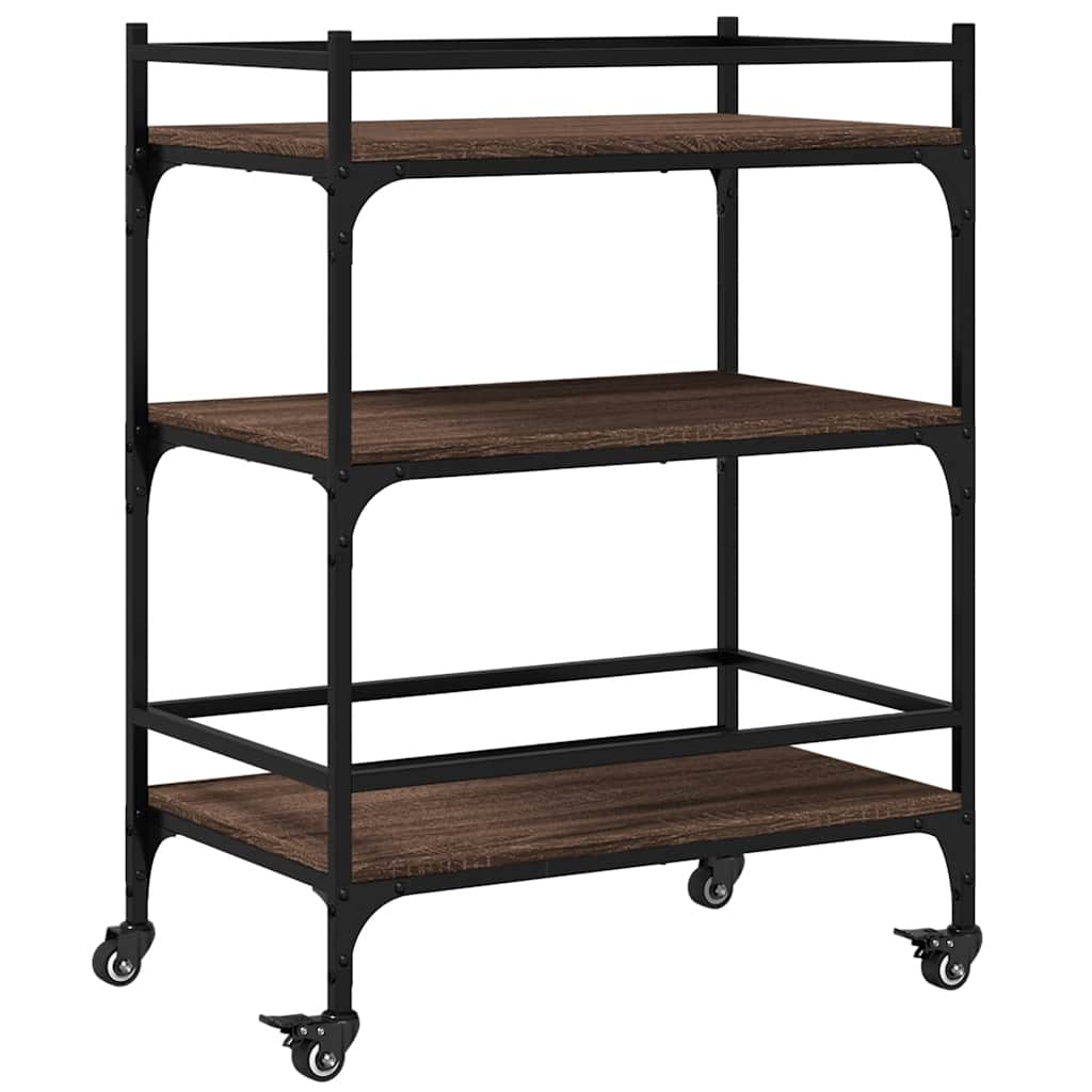 Vidaxl keukentrolley 65x40x86,5 cm bewerkt hout bruin eikenkleurig