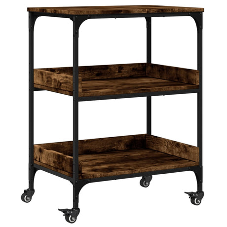 Vidaxl keukentrolley 60x41x80,5 cm bewerkt hout gerookt eikenkleurig
