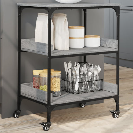 Vidaxl keukentrolley 60x41x80,5 cm bewerkt hout grijs sonoma eiken