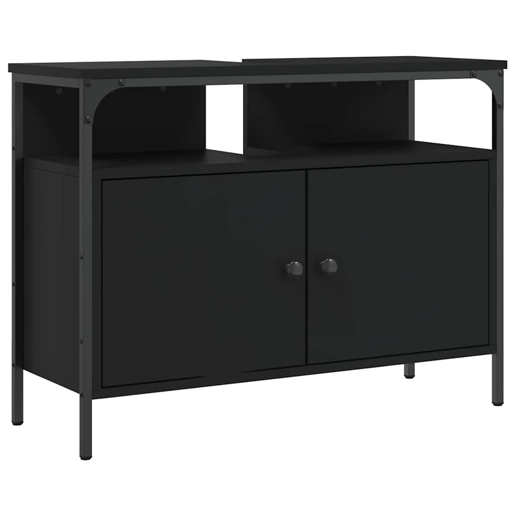 Vidaxl wastafelkast 80x30x60 cm bewerkt hout zwart