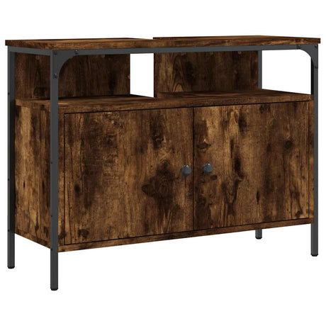 Vidaxl badkamerkast 80x30x60 cm bewerkt hout gerookt eikenkleurig
