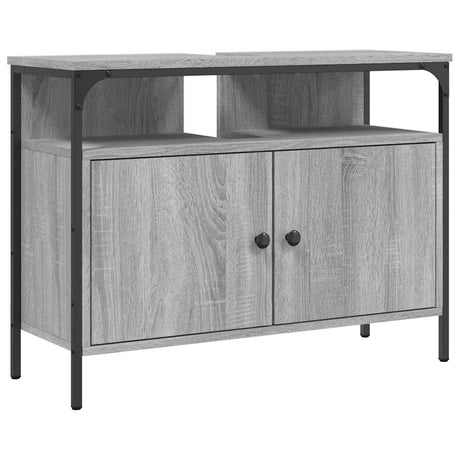 Vidaxl wastafelkast 80x30x60 cm bewerkt hout grijs sonoma eikenkleurig