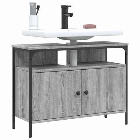 Vidaxl wastafelkast 80x30x60 cm bewerkt hout grijs sonoma eikenkleurig