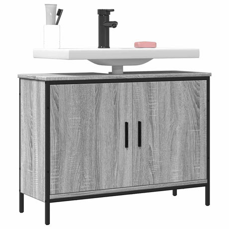 Vidaxl wastafelkast 80x30x60 cm bewerkt hout grijs sonoma eikenkleurig