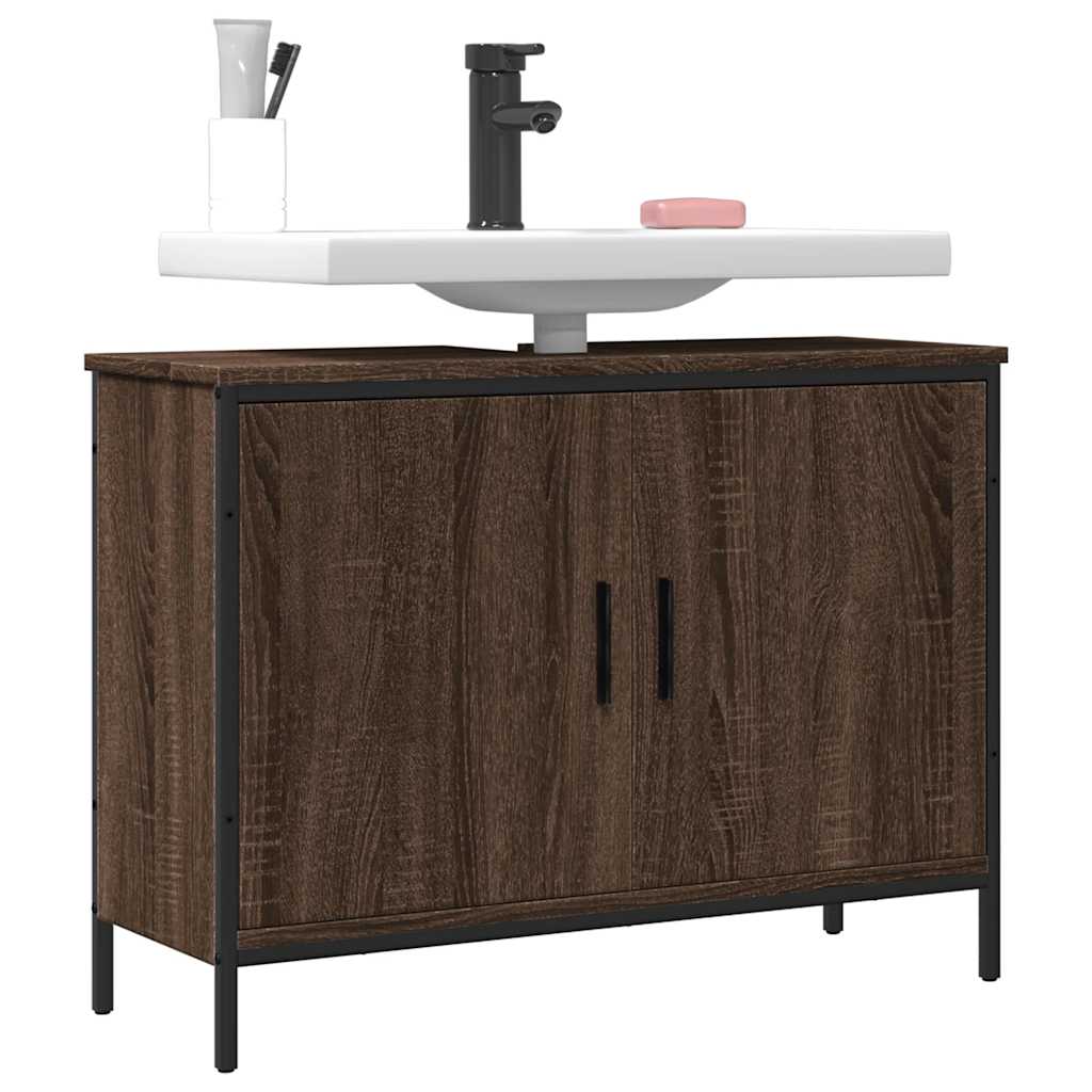 Vidaxl wastafelkast 80x30x60 cm bewerkt hout bruin eikenkleurig