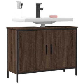Vidaxl wastafelkast 80x30x60 cm bewerkt hout bruin eikenkleurig