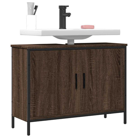 Vidaxl wastafelkast 80x30x60 cm bewerkt hout bruin eikenkleurig