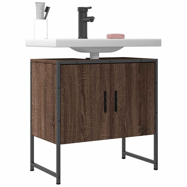 Vidaxl wastafelkast 60x33x60 cm bewerkt hout bruin eikenkleurig
