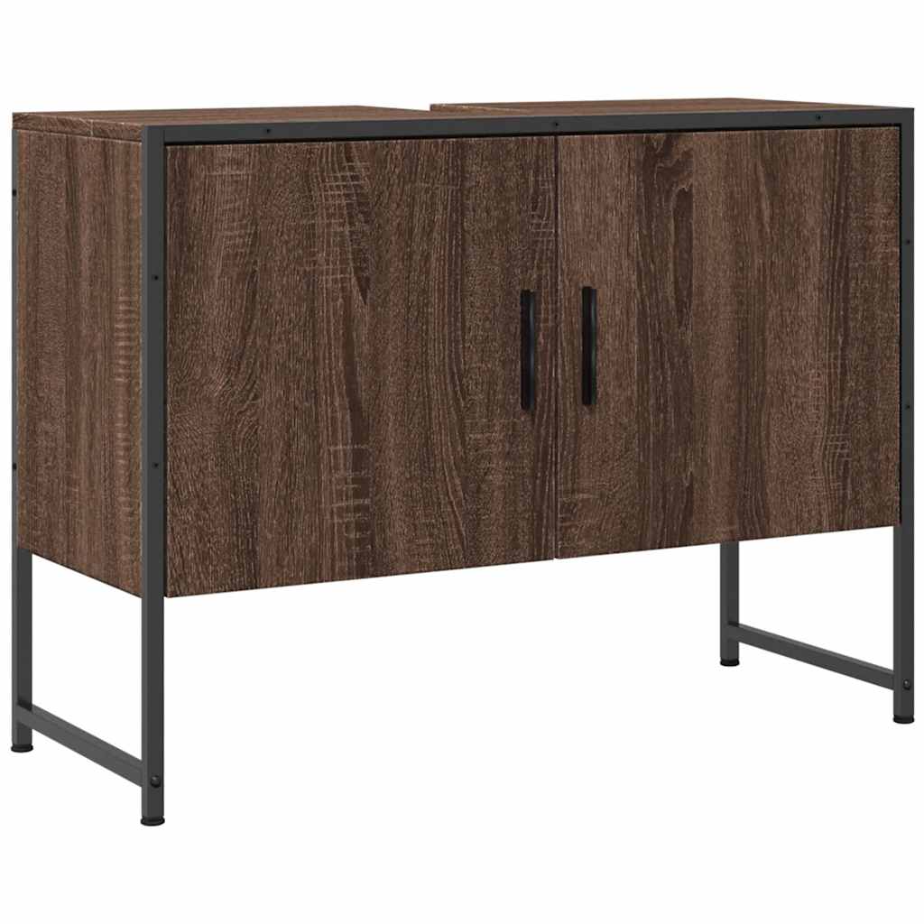 Vidaxl wastafelkast 80x33x60 cm bewerkt hout bruin eikenkleurig