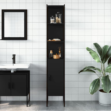 Vidaxl badkamerkast 33x33x185,5 cm bewerkt hout zwart