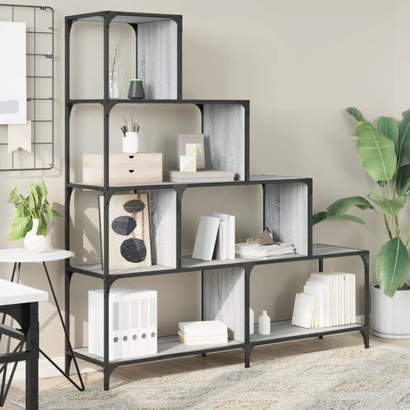 Vidaxl boekenkast 4-laags 139x33,5x149 cm bewerkt hout grijs sonoma