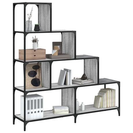Vidaxl boekenkast 4-laags 139x33,5x149 cm bewerkt hout grijs sonoma